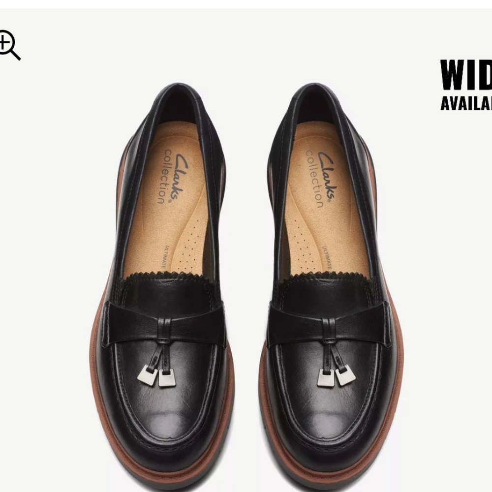 Clarks Westlyn  Bella Black Leather Loafers with Tassels. 8W